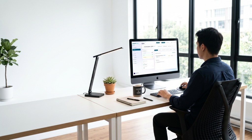 Agencore SaaS Project Command Center on desk